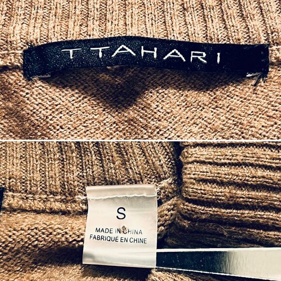 Tahari Size S Polka Dot Pullover Sweater Brown Camel Black - Picture 8 of 9